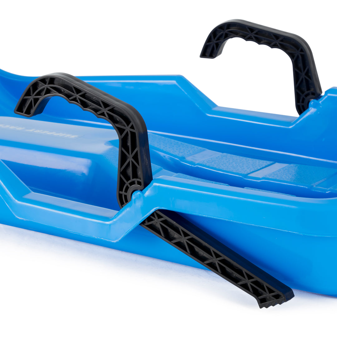 Slippery Racer Downhill Thunder Kids Toddler Plastic Toboggan Snow Sled, Blue