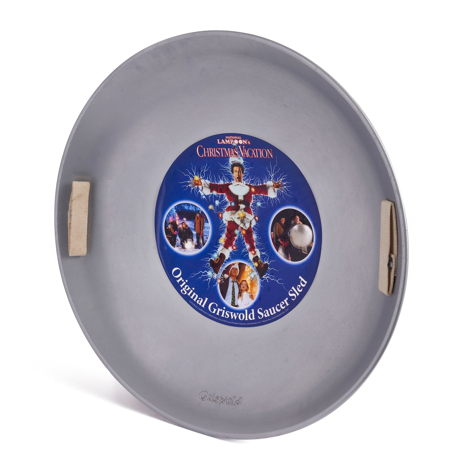 Slippery Racer Original Griswold Aluminum Metal Snow Saucer Sled with Handles - VMInnovations