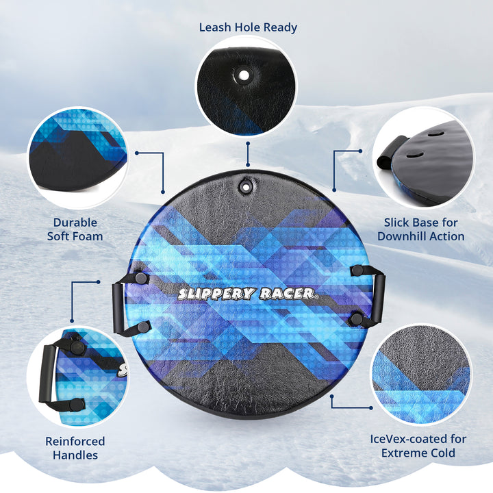 Slippery Racer Zeus Kids Foam Saucer Disc Snow Sled Midnight Hologram (Open Box)