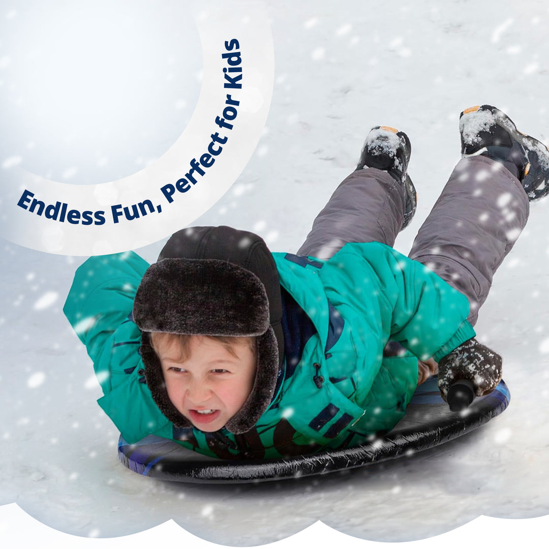 Slippery Racer Zeus Kids Foam Saucer Disc Snow Sled, Midnight Hologram (Used)