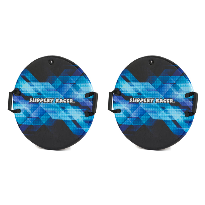 Slippery Racer Downhill Zeus Kids Foam Saucer Disc Snow Sled, Midnight (2 Pack)