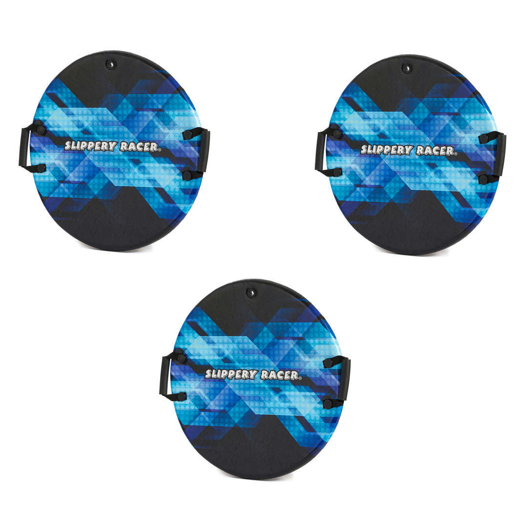 Slippery Racer Downhill Zeus Kids Foam Saucer Disc Snow Sled, Midnight (3 Pack)