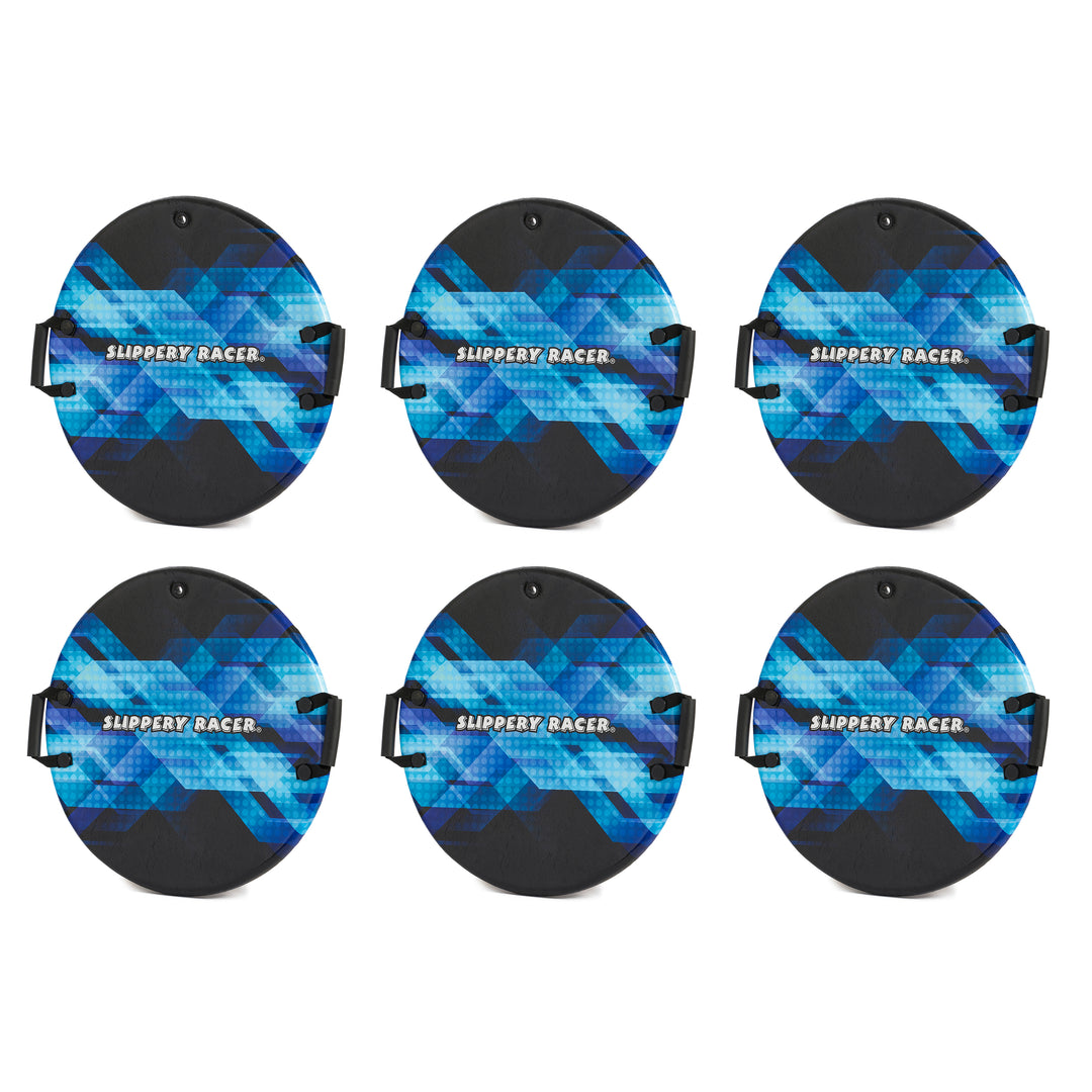 Slippery Racer Downhill Zeus Kids Foam Saucer Disc Snow Sled, Midnight (6 Pack)