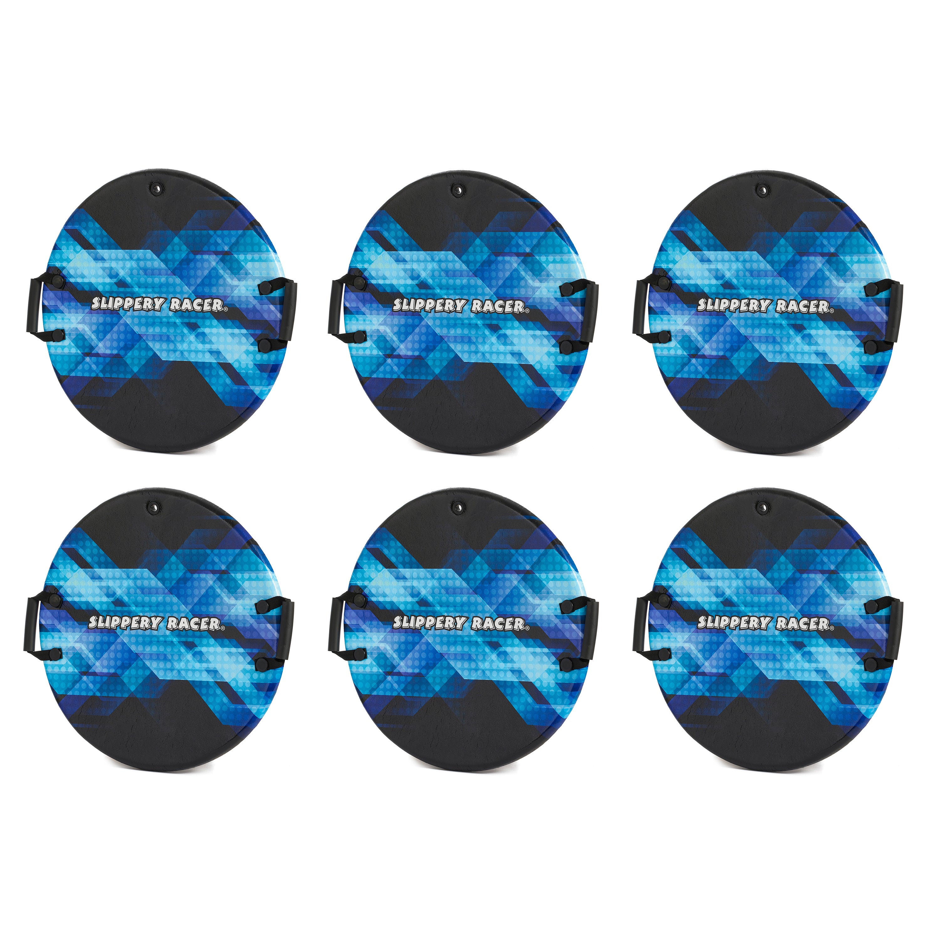 Slippery Racer Downhill Zeus Kids Foam Saucer Disc Snow Sled, Midnight (6 Pack) - VMInnovations