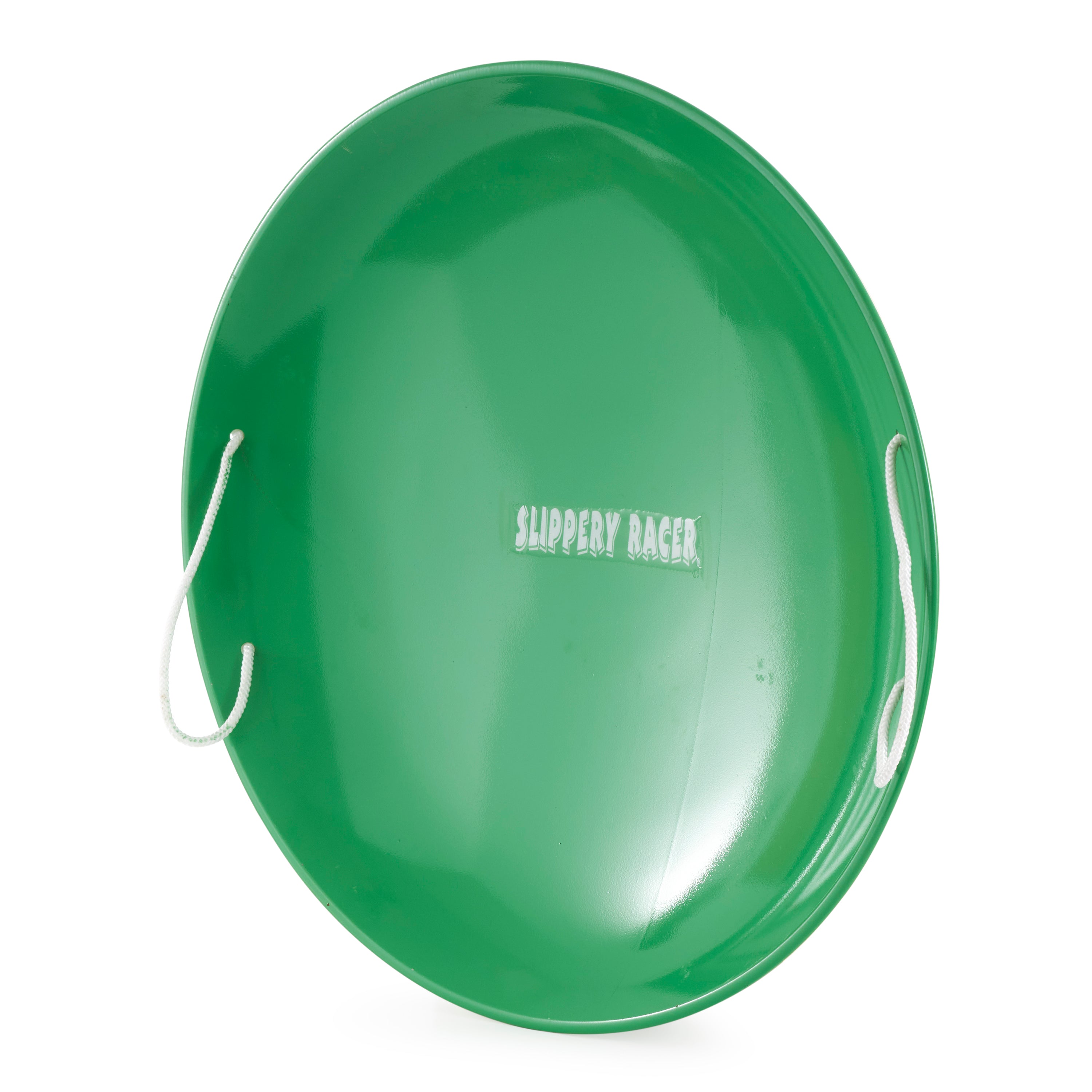Slippery Racer ProDisc 26 Inch Metal Saucer Sled w/ Rope Handles, Green (2 Pack)