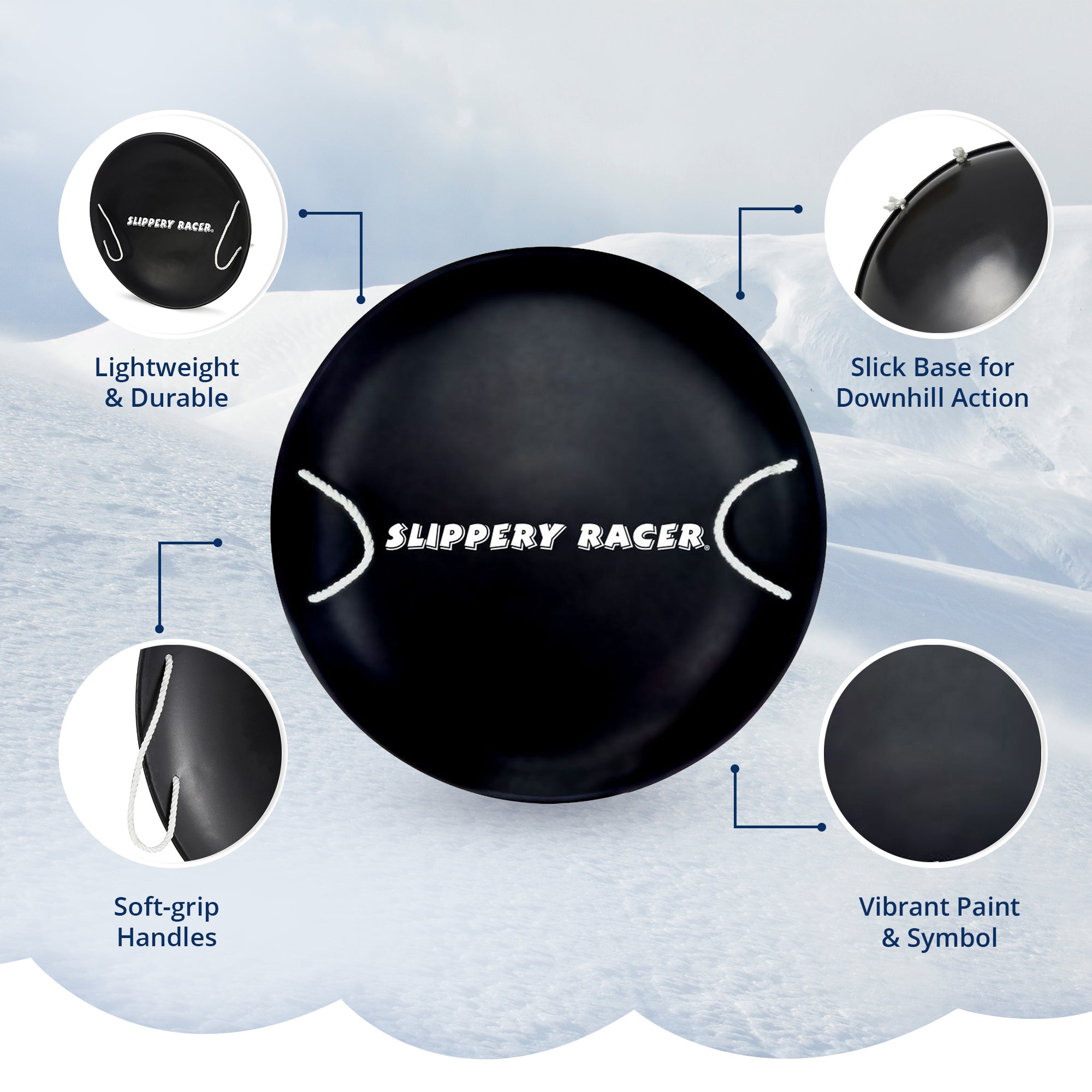 Slippery Racer ProDisc 26" Heavy Duty Metal Saucer Sled with Handles (Open Box) - VMInnovations