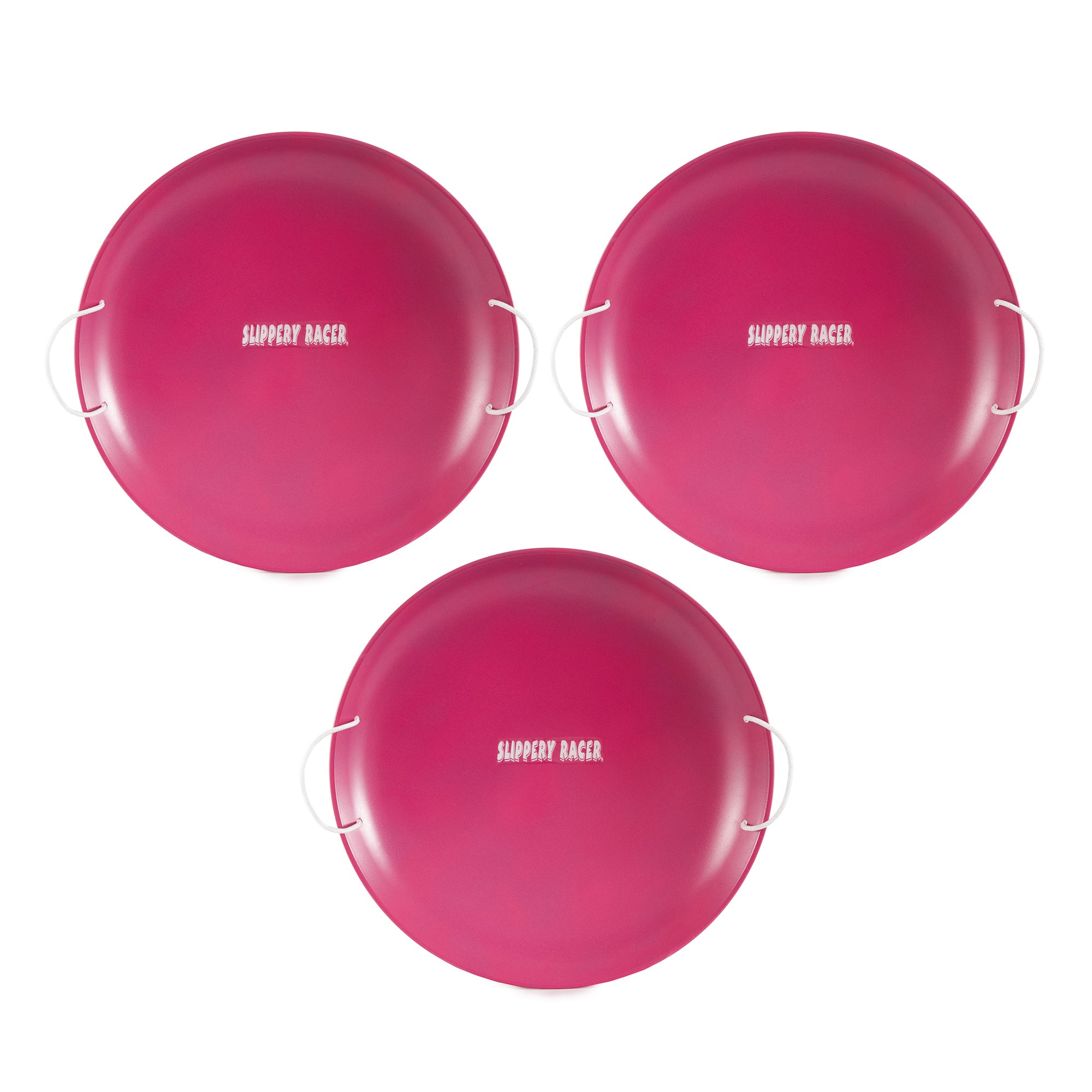 Slippery Racer ProDisc 26" Metal Saucer Sled with Rope Handles, Pink (3 Pack) - VMInnovations