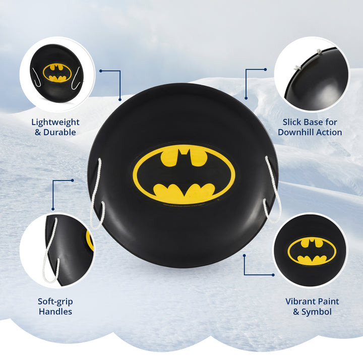 Slippery Racer 26" Heavy Duty Metal Saucer Sled with Rope Handles, Blk(Open Box) - VMInnovations