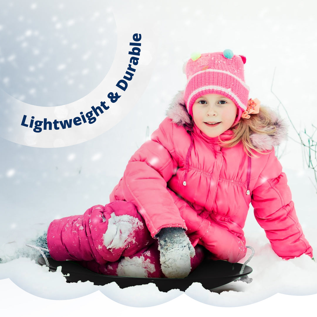 Slippery Racer 26" Heavy Duty Metal Saucer Sled with Rope Handles, Blk(Open Box) - VMInnovations