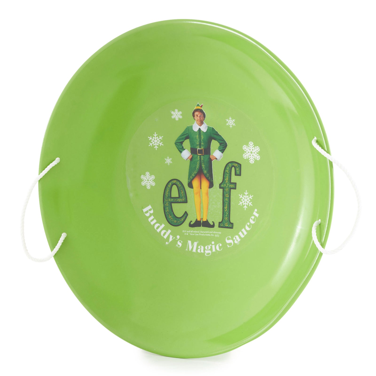 Slippery Racer 26 Inch Buddy the Elf Metal Saucer Sled with Rope Handles, Green - VMInnovations