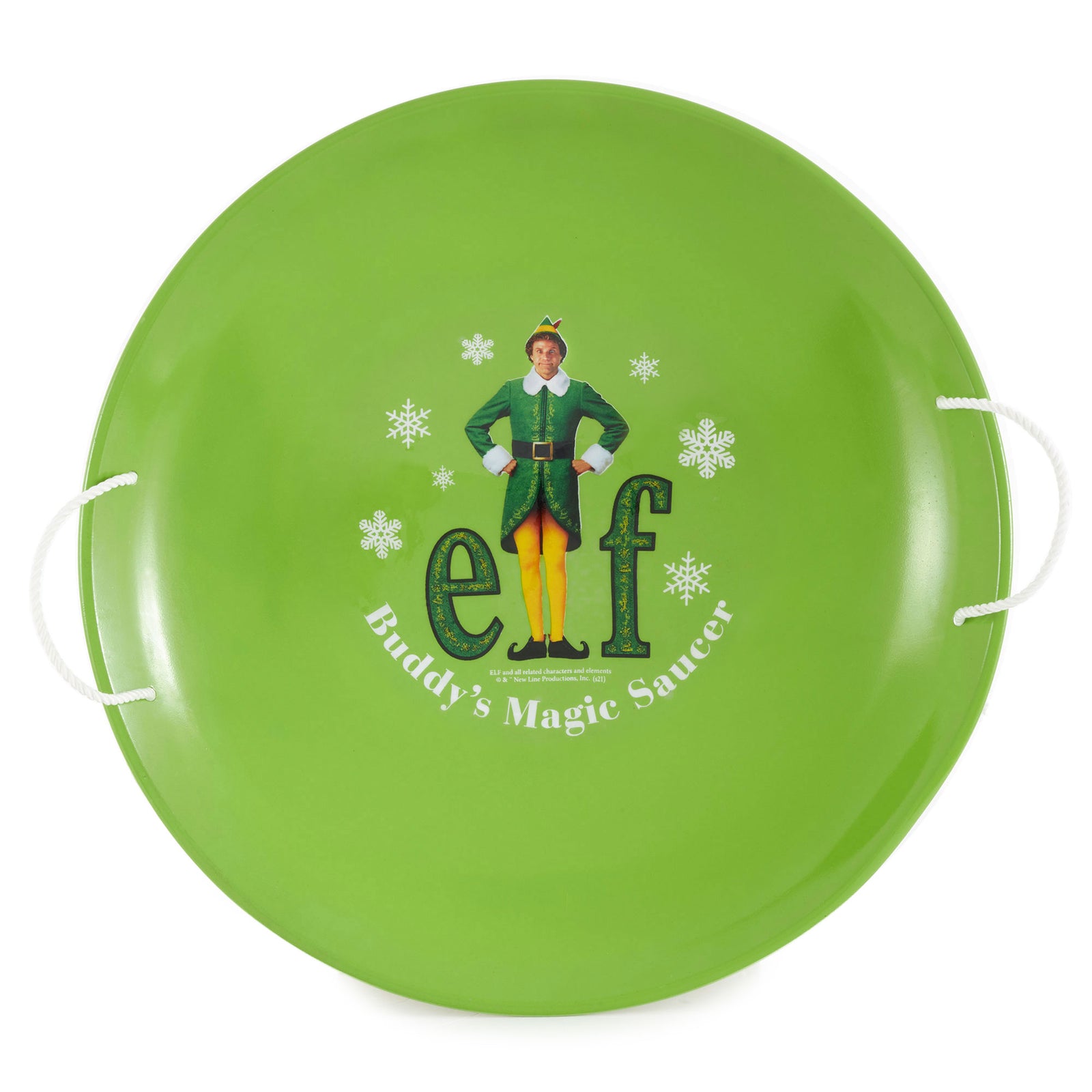 Slippery Racer 26 Inch Buddy the Elf Metal Saucer Sled with Rope Handles, Green - VMInnovations