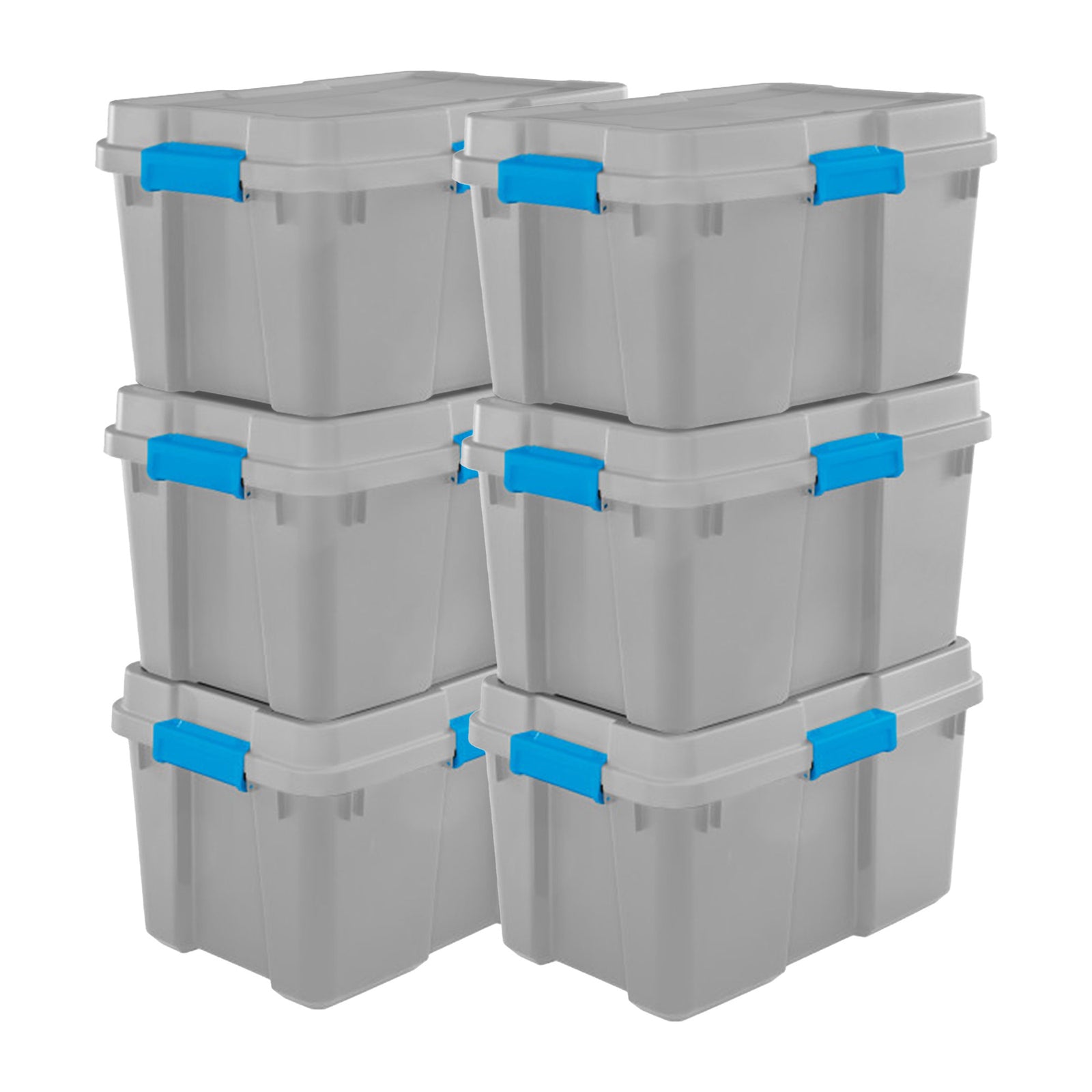 Sterilite 30 Gal Gasket Tote Heavy Duty Stackable Storage Bin with Lid, 6 Pack - VMInnovations