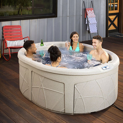 Life Smart Key Largo DLX 4 Person Oval 20 Jet Plug and Play Hot Tub Spa, Taupe