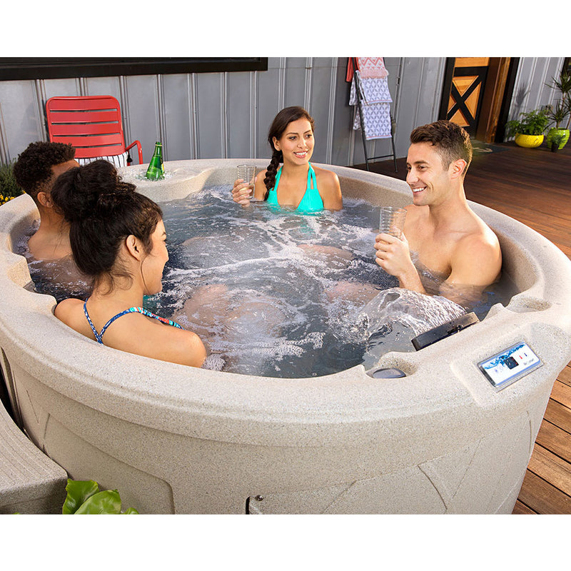 Life Smart Key Largo DLX 4 Person Oval 20 Jet Plug and Play Hot Tub Spa, Taupe