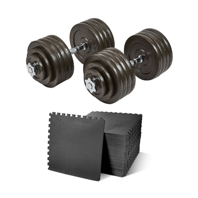 Everyday Essentials 200 Pound Adjustable Weight Dumbbell Set and Exercise Mat