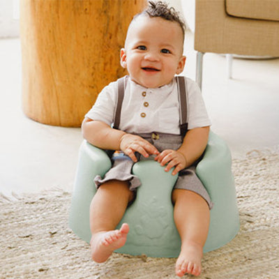 Bumbo Infant Floor Seat Baby Sit Up Chair w/ Adjustable Safety Harness, Hemlock