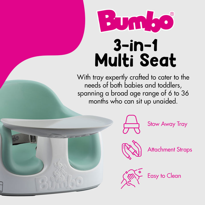 Bumbo Baby Toddler Adjustable 3-in-1 Booster Seat/High Chair & Tray, Hemlock