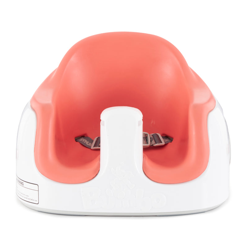 Bumbo Baby Toddler Soft Foam Multi Seat with Tray and Buckle Straps, Coral