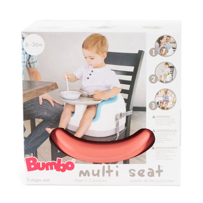 Bumbo Baby Toddler Soft Foam Multi Seat with Tray and Buckle Straps, Coral