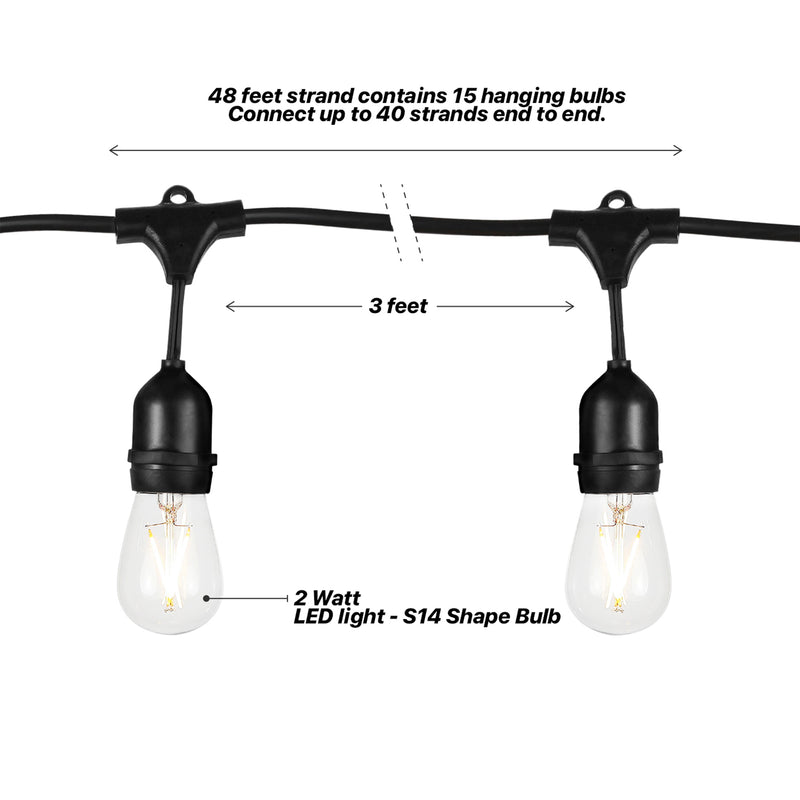 Brightech Ambience White LED Waterproof String Lights, 48 Ft. (Open Box)(2 Pack)