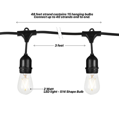 Brightech Ambience Edison White LED Waterproof String Lights, 48 Ft. (Open Box) - VMInnovations