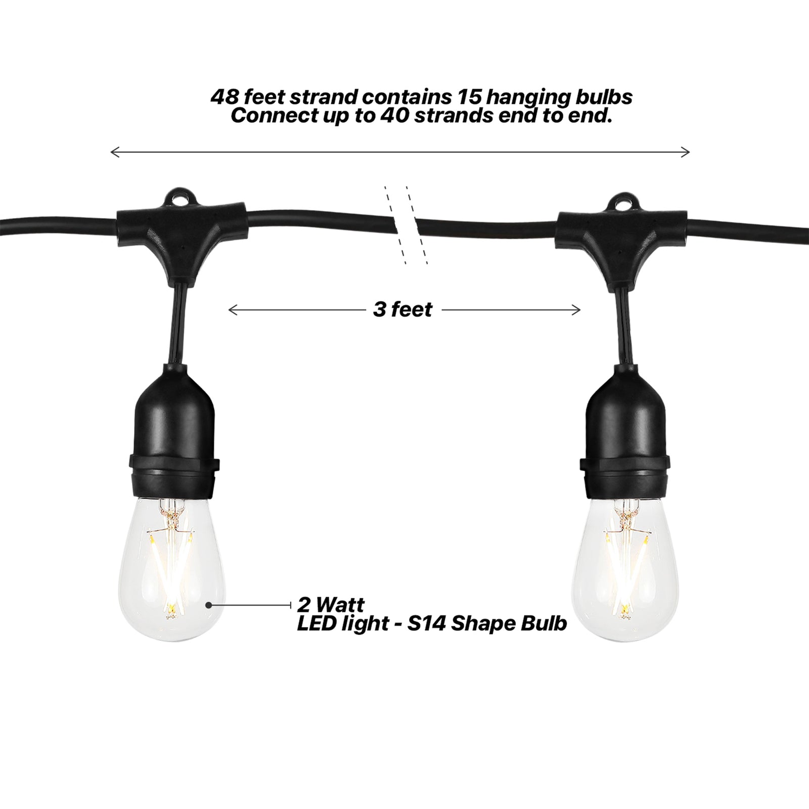 Brightech Ambience White LED Waterproof String Lights, 48 Ft. (Open Box)(2 Pack) - VMInnovations