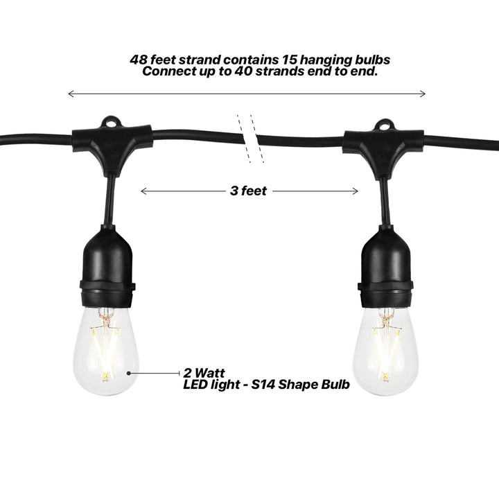 Brightech Ambience Pro Edison White LED Waterproof String Lights, 48 Ft. (Used)