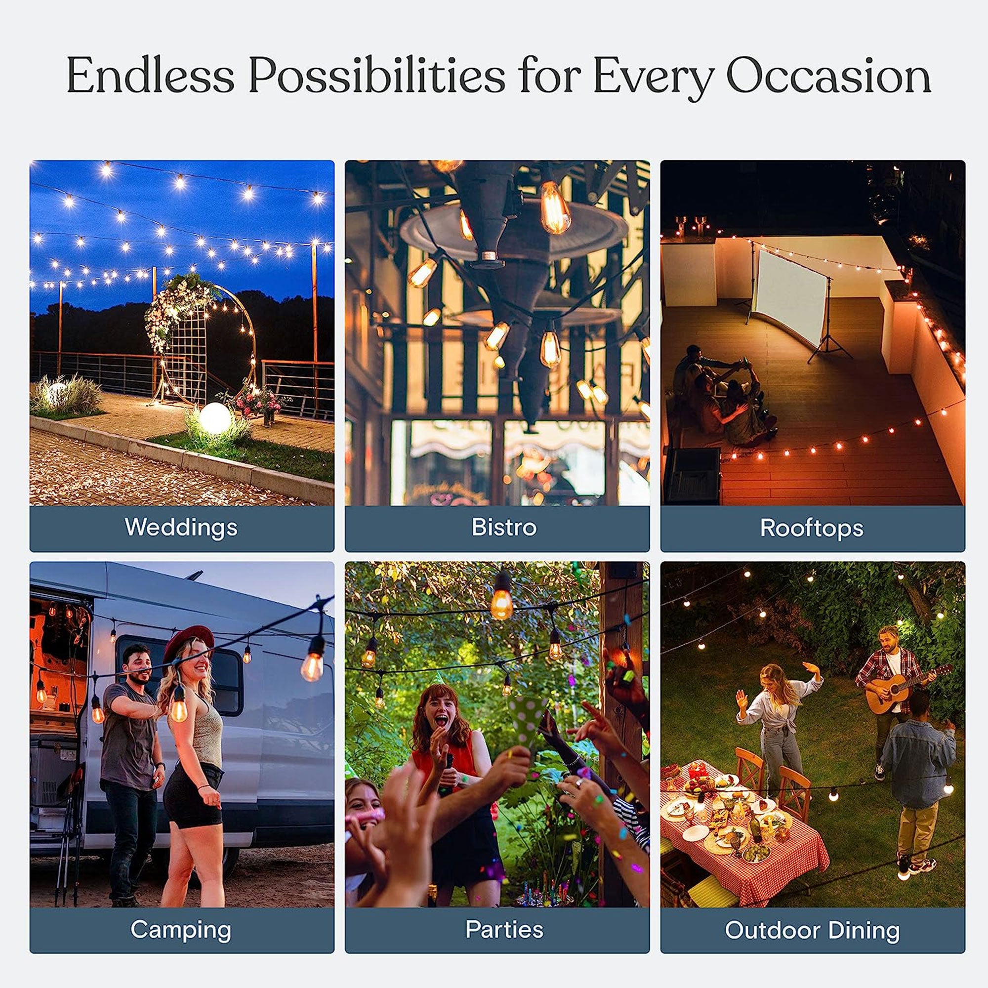 Brightech Ambience Pro Edison Black LED Waterproof String Lights, 48 Ft. (Used) - VMInnovations