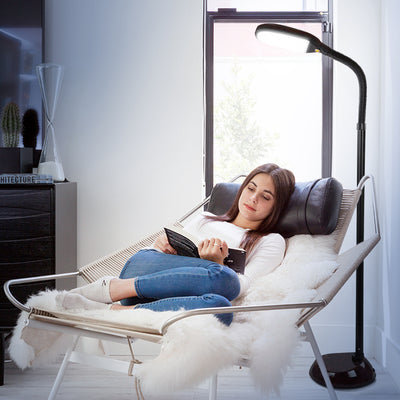 Brightech Litespan Daylight LED Floor Lamp with Reading Light, Brown (Open Box)