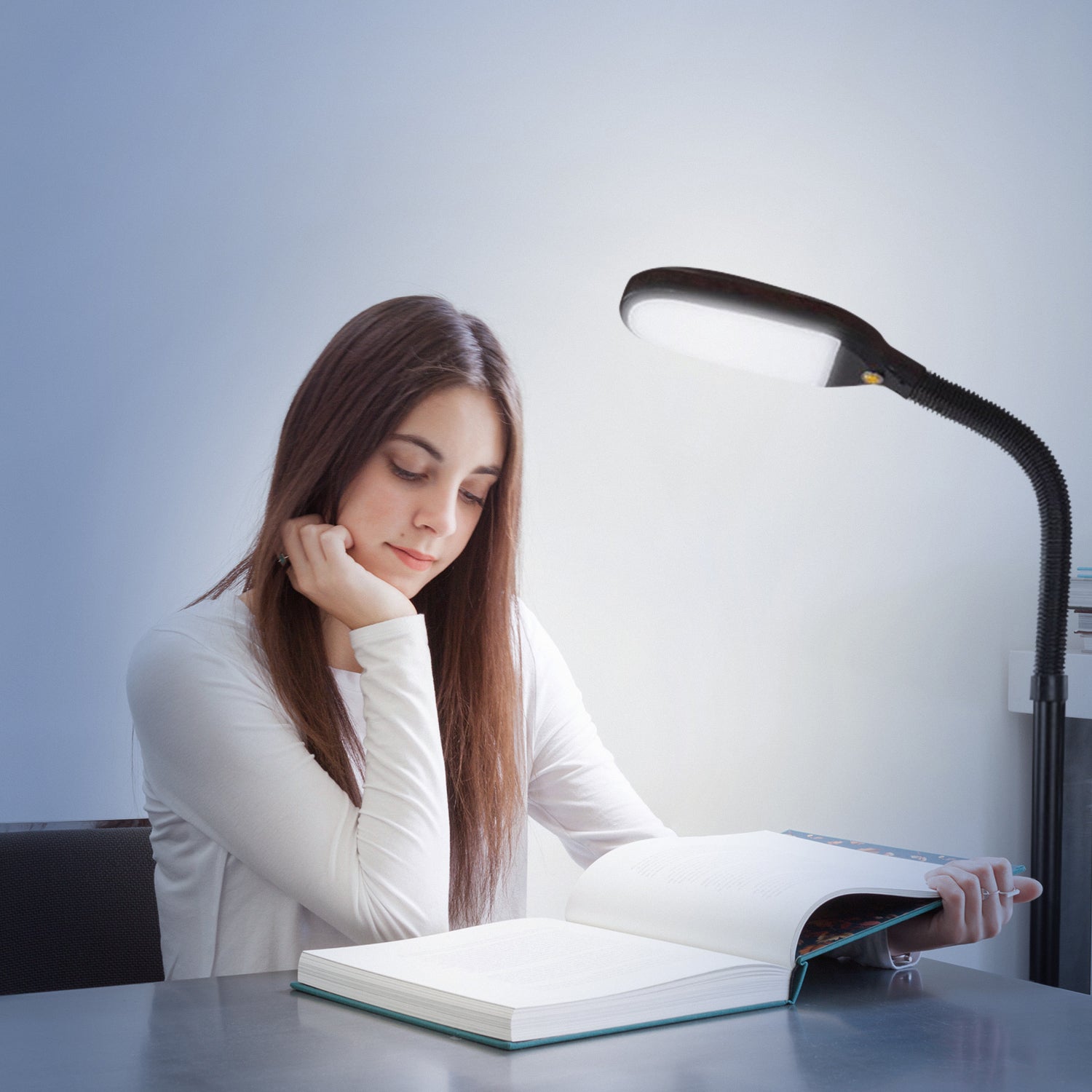 Brightech Litespan Daylight LED Floor Lamp with Reading Light, Brown (Open Box)