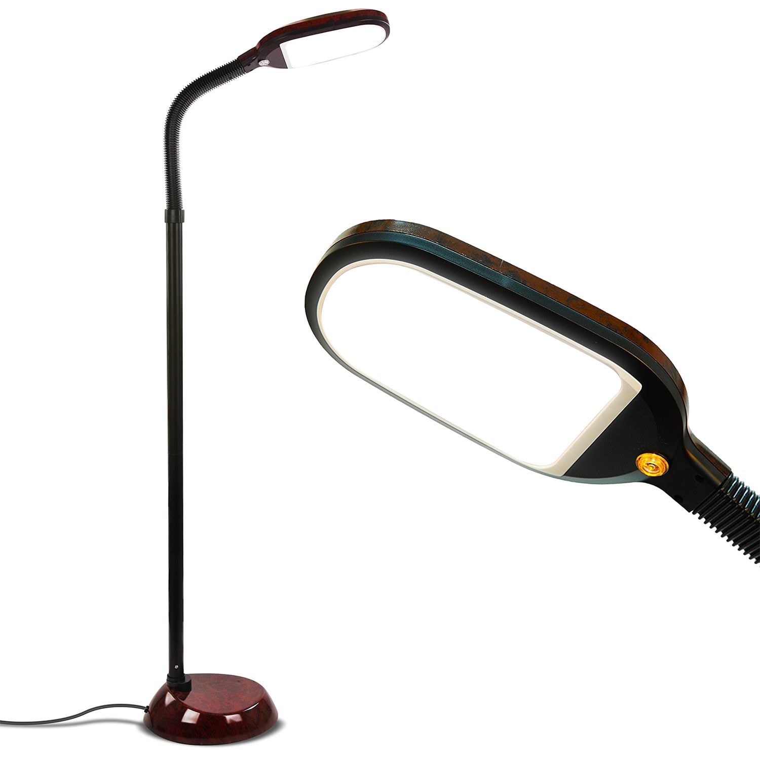 Brightech Daylight LED Floor Lamp with Adjustable Reading Light, Brown(Open Box) - VMInnovations