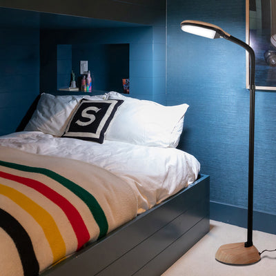 Brightech Litespan Daylight LED Floor Lamp with Reading Light, Wood (Open Box)