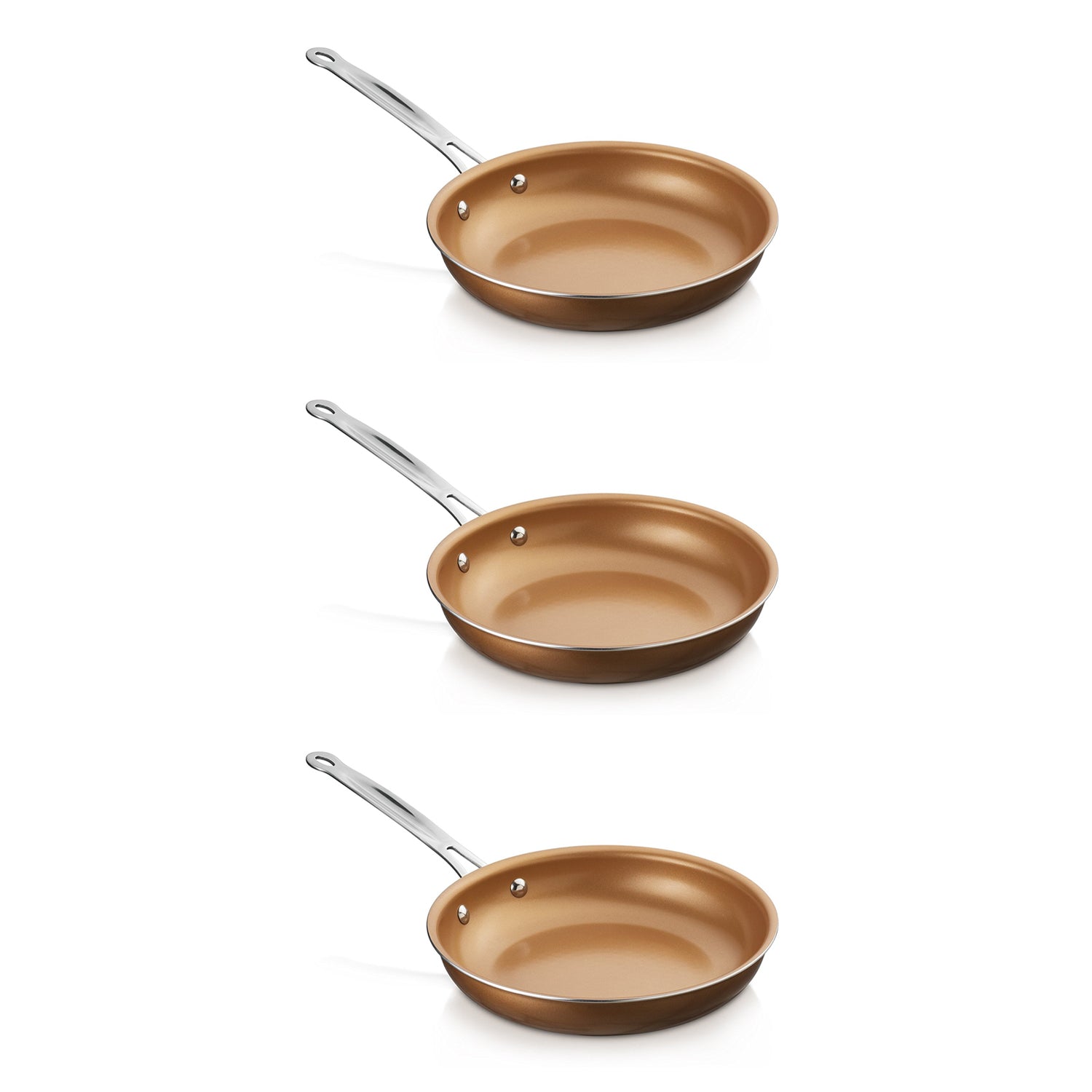 Brentwood BFP Non Stick Induction Copper Ceramic Infused Frying Pan 3 Piece Set
