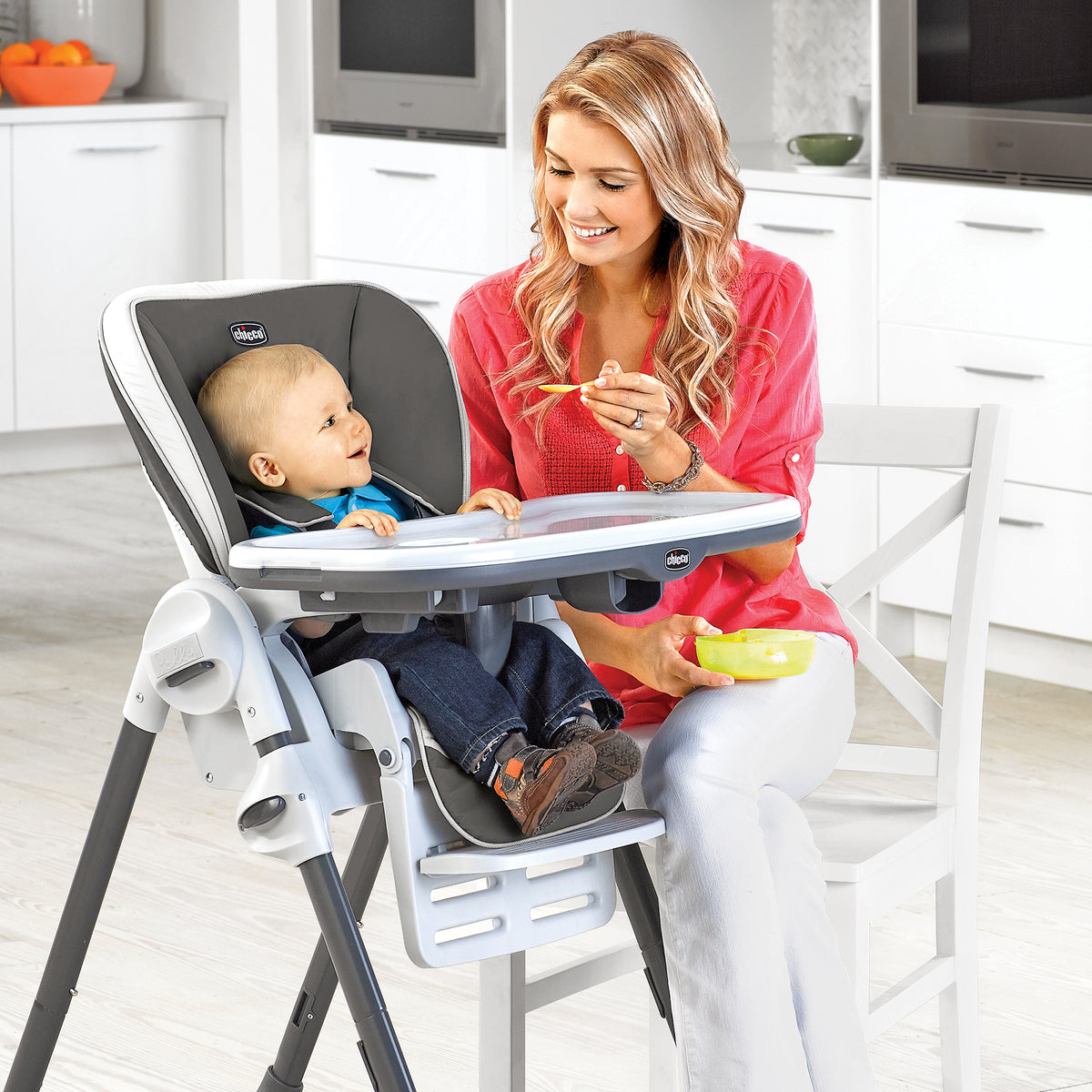 Chicco Ultra-Slim Portable Folding Single Pad Reclining Polly Highchair, Lilla - VMInnovations