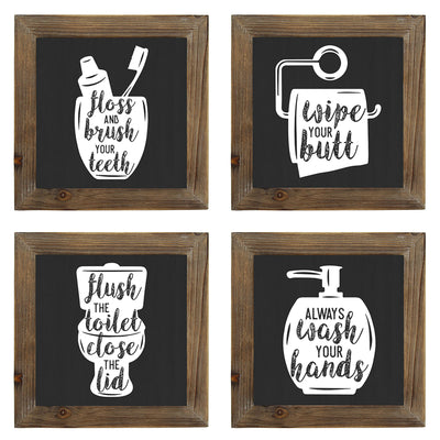 Stratton Home Decor Floss, Flush, Wipe, Wash Bathroom Art, Black/White(Open Box)
