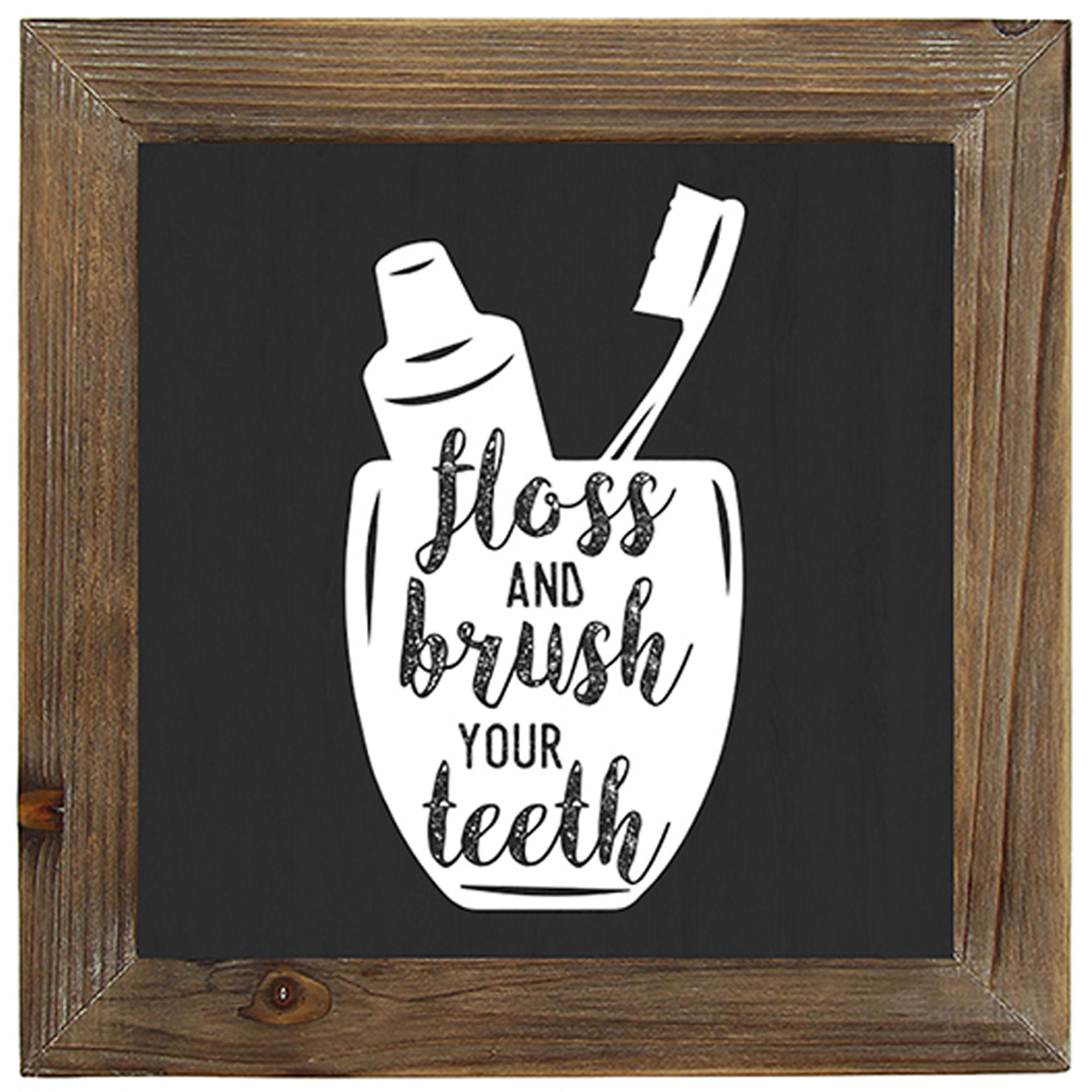 Stratton Home Decor Floss, Flush, Wipe, Wash Bathroom Art, Black/White(Open Box)