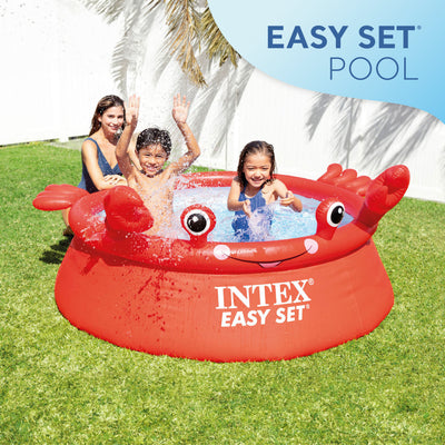 Intex 26100EH Happy Crab Easy Set 6ft x 20in Round Inflatable Ring Kiddie Pool - VMInnovations
