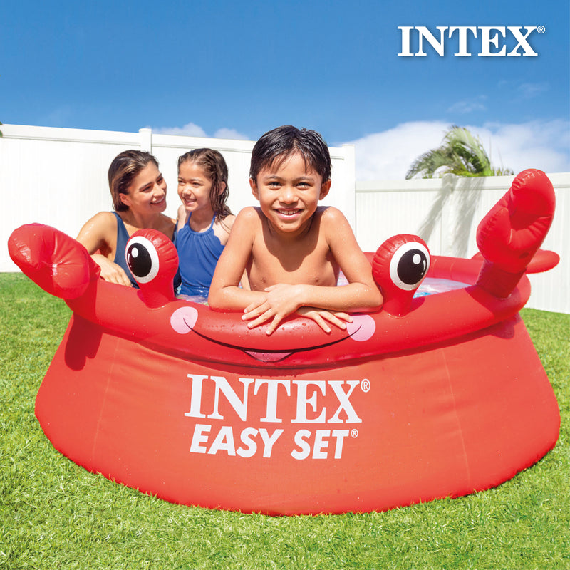 Intex Happy Crab Easy Set 6ftx20in Round Inflatable Ring Kiddie Pool (Used)