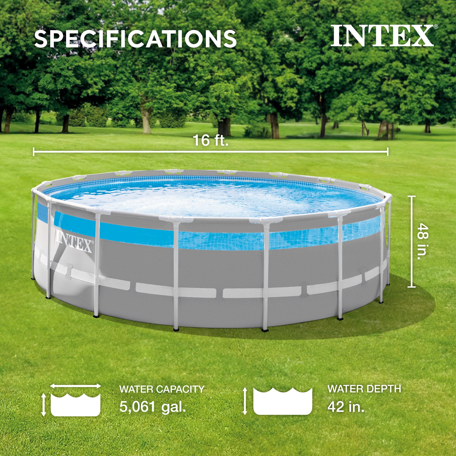 Intex 26729EH 16ftx8in Clearview Prism Above Ground Pool with Pump (For Parts) - VMInnovations
