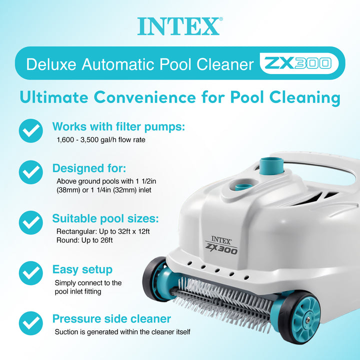 Intex 700 GPH Above Ground Pool Cleaner Robot Vacuum w/ 21 Ft Hose (Open Box) - VMInnovations