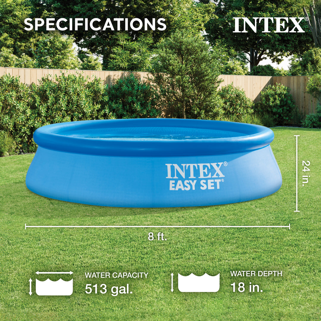 Intex 28106EH 8 X 2 Foot Easy Set Inflatable Circular Vinyl Swimming Pool, Blue