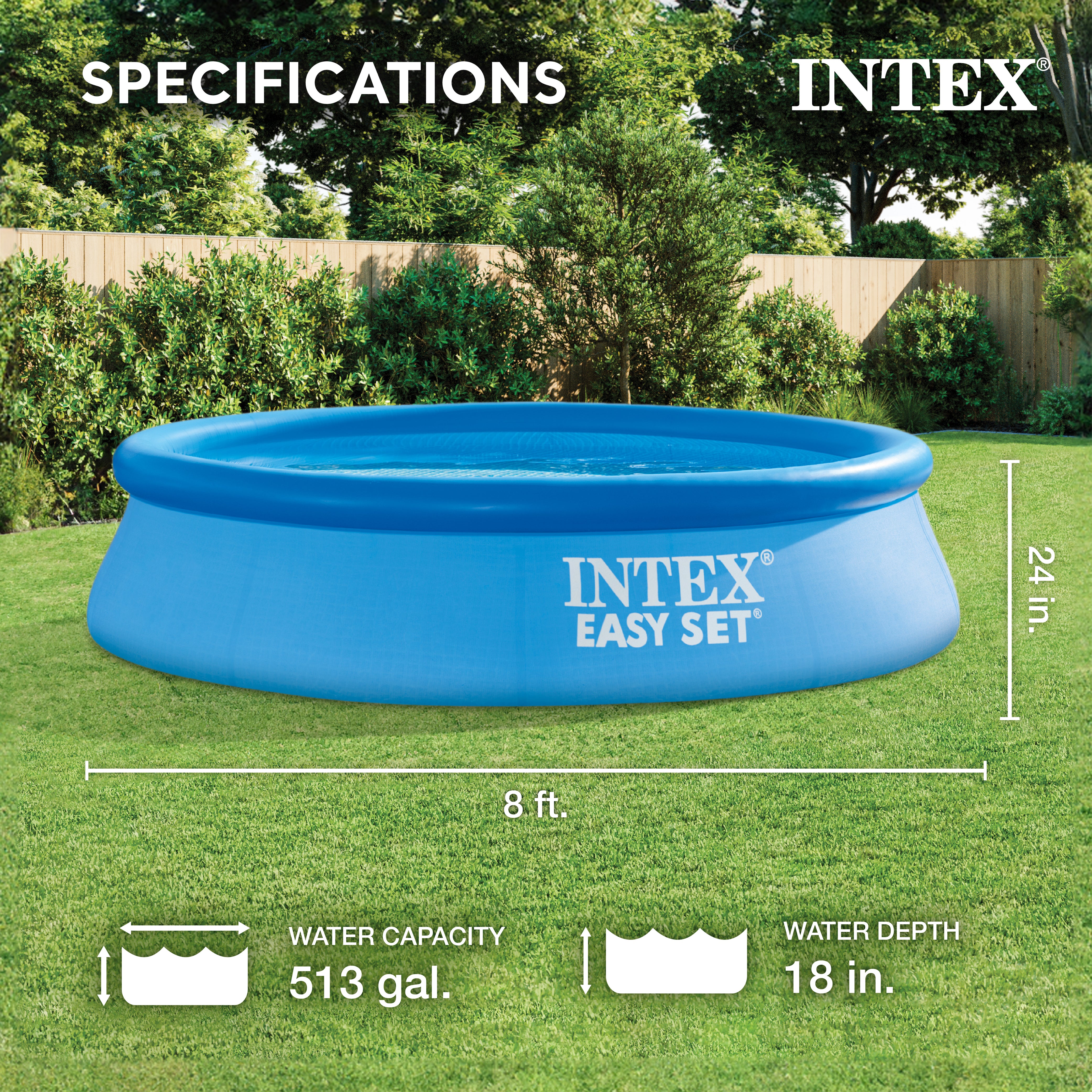 Intex 28106EH 8 X 24 Inch Easy Set Inflatable Outdoor Family Pool, Blue (Used) - VMInnovations