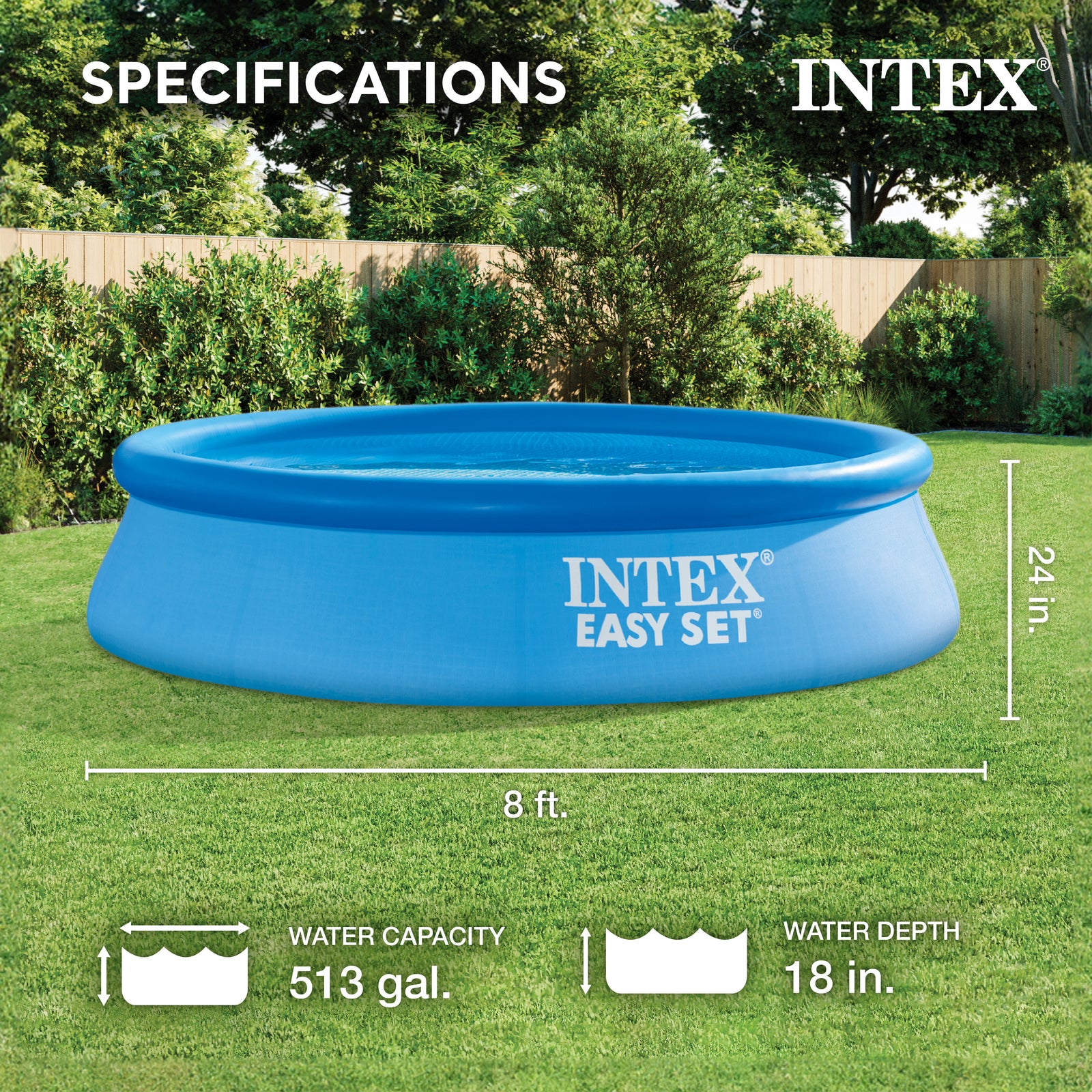 Intex 28106EH 8 X 24 Inch Easy Set Inflatable Family Pool, Blue (Open Box) - VMInnovations