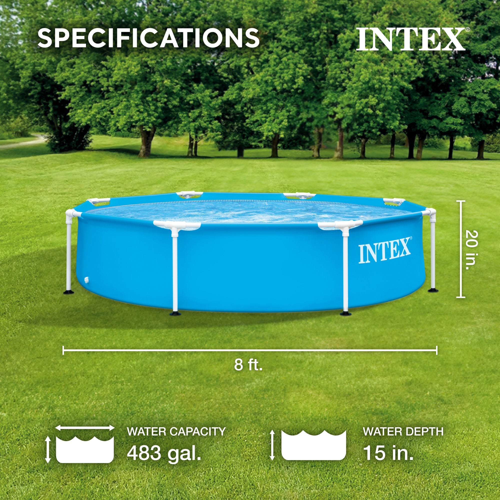 Intex 28205EH 8 X 20 Rust Resistant Durable Steel Metal Frame  Pool (For Parts) - VMInnovations
