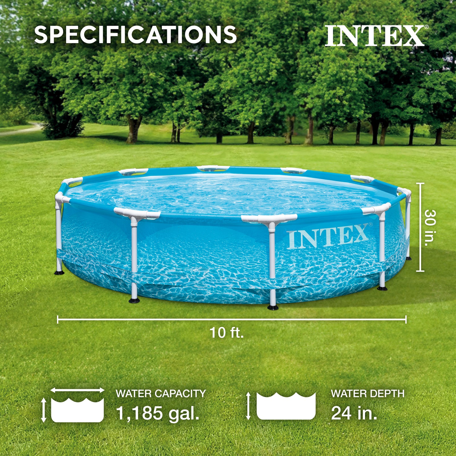 Intex 10' x 30" Steel Metal Frame Beachside Pool w/ Filter Pump (For Parts) - VMInnovations