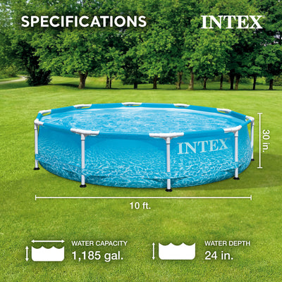 Intex 10' x 30" Steel Metal Frame Beachside Pool w/ Filter Pump (For Parts)