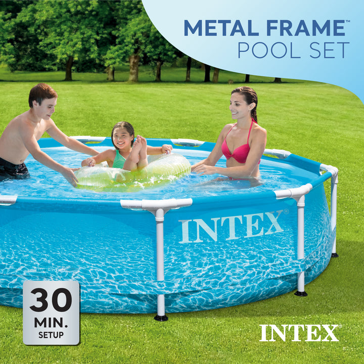 Intex 10' x 30" Steel Metal Frame Beachside Pool w/ Filter Pump (For Parts)