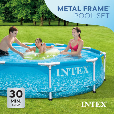 Intex 28207EH 10'x30" Steel Metal Frame Beachside Pool w/ Filter Pump (Open Box)