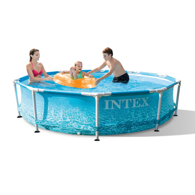 Intex 10' x 30" Steel Metal Frame Beachside Pool w/ Filter Pump (For Parts)