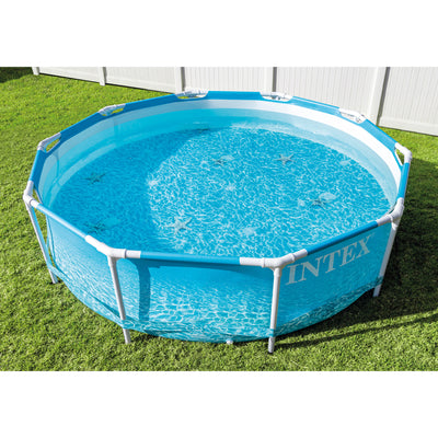 Intex 10' x 30" Steel Metal Frame Beachside Pool w/ Filter Pump (For Parts)